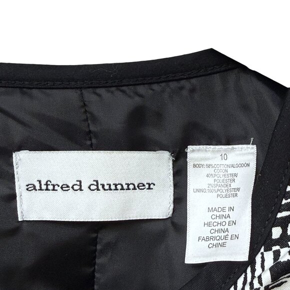 Alfred Dunner Womens Jacket Size 10 Black Print Cotton Blend Zip Front Blazer - Picture 5 of 9